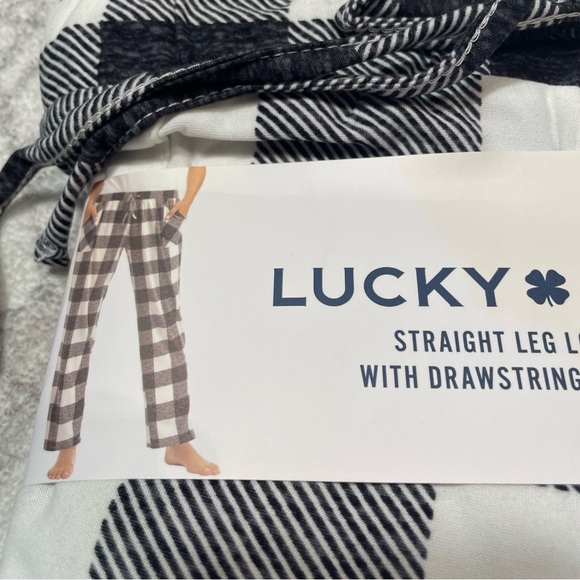 2/$30 Lucky Brand 2 Pack PJ Pants Women's Medium Black White Lounge Drawstring - Picture 5 of 7